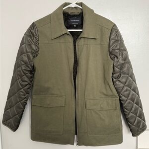 Lucky Brand green utility jacket with faux fur lining. Size small.